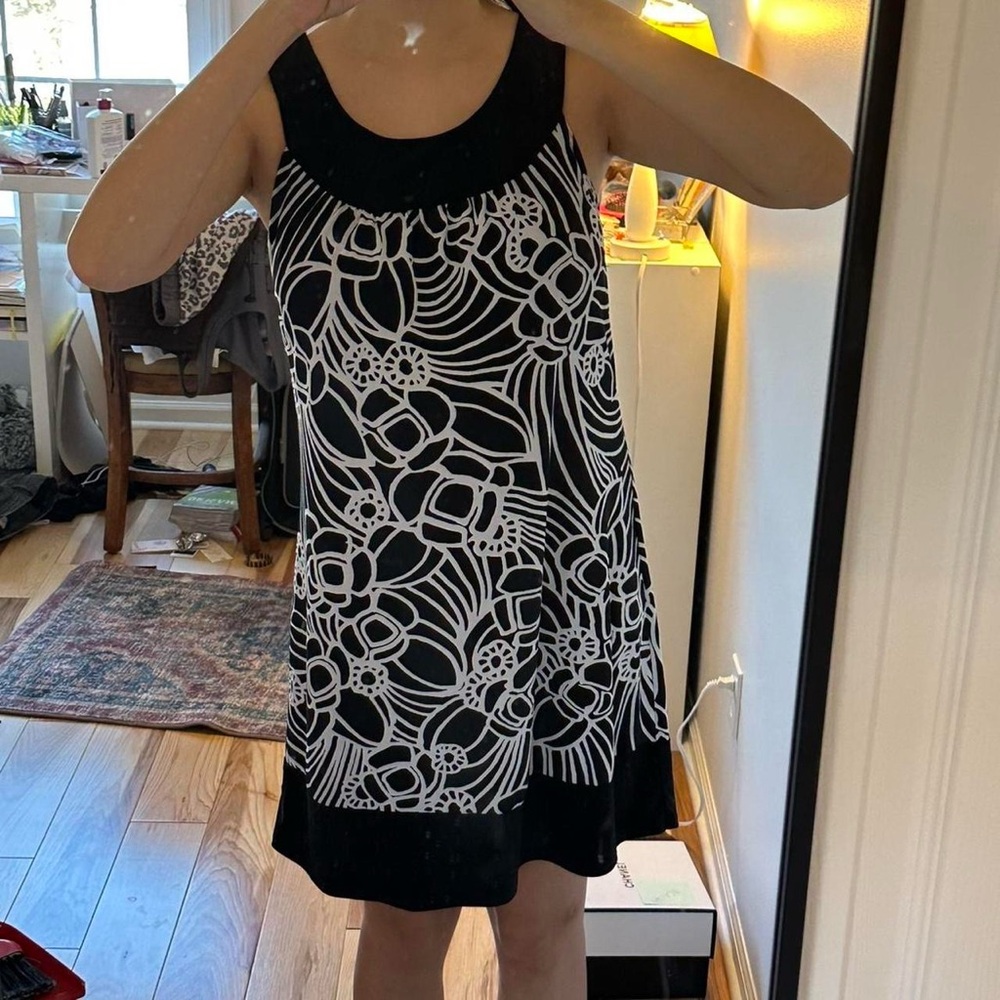 Y2K black and white floral dress